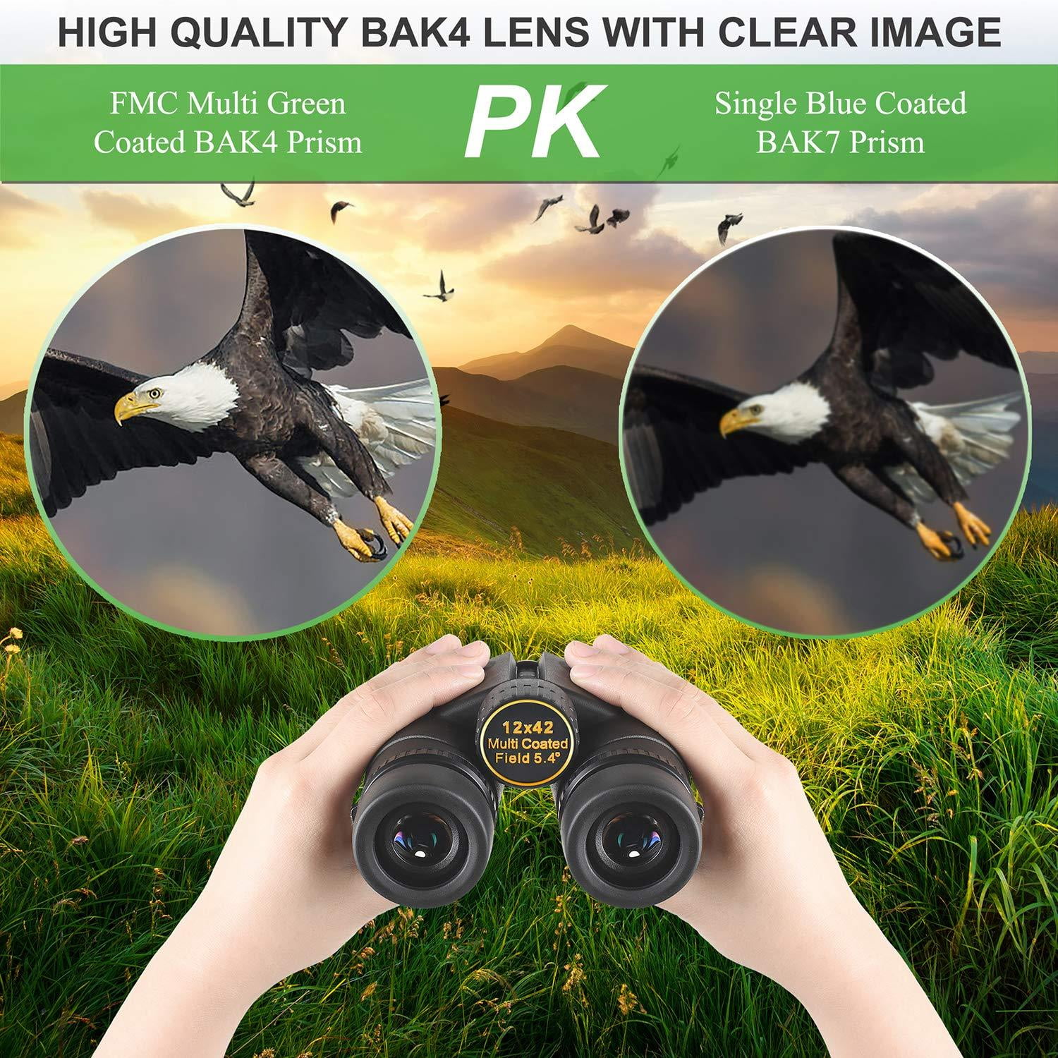 FMC Kylietech 12x42 Binocular for Adults with BAK4 Prism High Power Binoculars