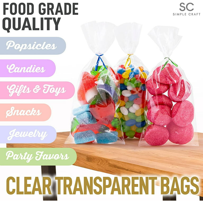  200 Pack Clear Plastic Cellophane Bags Candy Apple