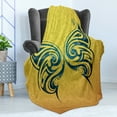 thumbnail image 4 of Tattoo Soft Flannel Fleece Throw Blanket, Blue Colored Tribal Designed Free Butterfly of and Freedom Artwork Print, Cozy Plush for Indoor and Outdoor Use, 60" x 80", Blue and Yellow, by Ambesonne, 4 of 5