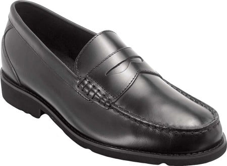 NEW Mens ROCKPORT Shakespeare Circle Loafer Black Brush LEATHER Slip On Shoes 
