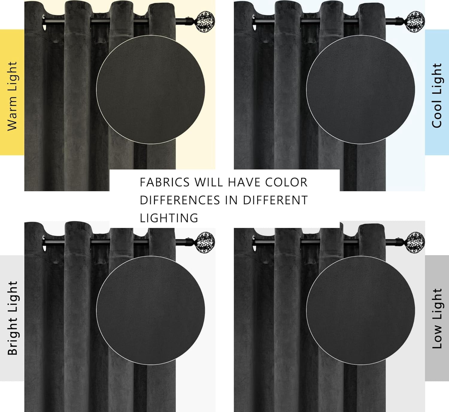 SMILETIME Dark Grey 52 X 108in Velvet Curtains with Grommet, Thermal Insulated Soft Privacy Noise Reducing Light-filtering Velvet Drapes for Living Room, 2 Panels