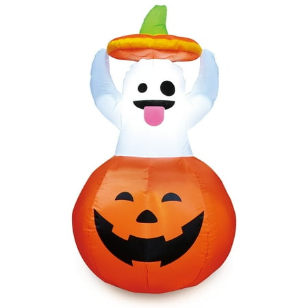 joiedomi halloween 5 ft inflatable ghost in pumpkin with build-in leds blow up inflatables for halloween party indoor  outdoor  yard  garden  lawn decorations