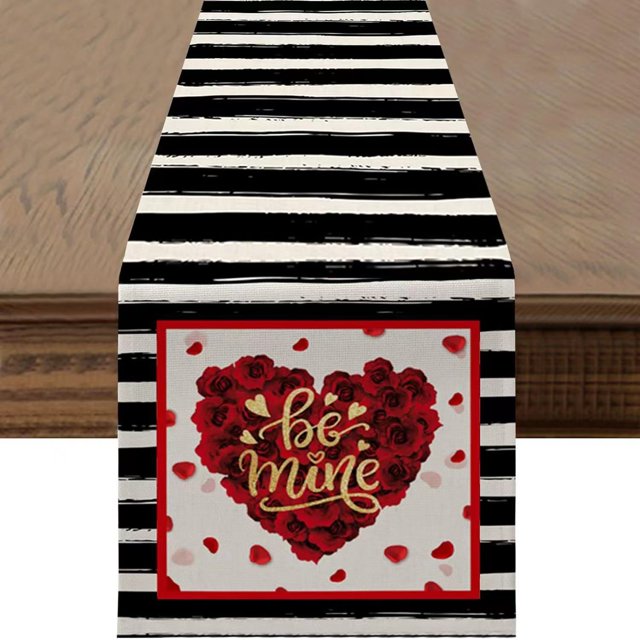 Camino de mesa para el día de San Valentín, hogar, comedor, sala de estar, mesa de comedor, decoración de vacaciones para interiores y exteriores, mantel