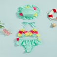 thumbnail image 2 of Infant Girls Swimsuits Tie-Up Tank Tops Ruffles Shorts Sun Hat Bikini Split Swimwear Set, 2 of 7