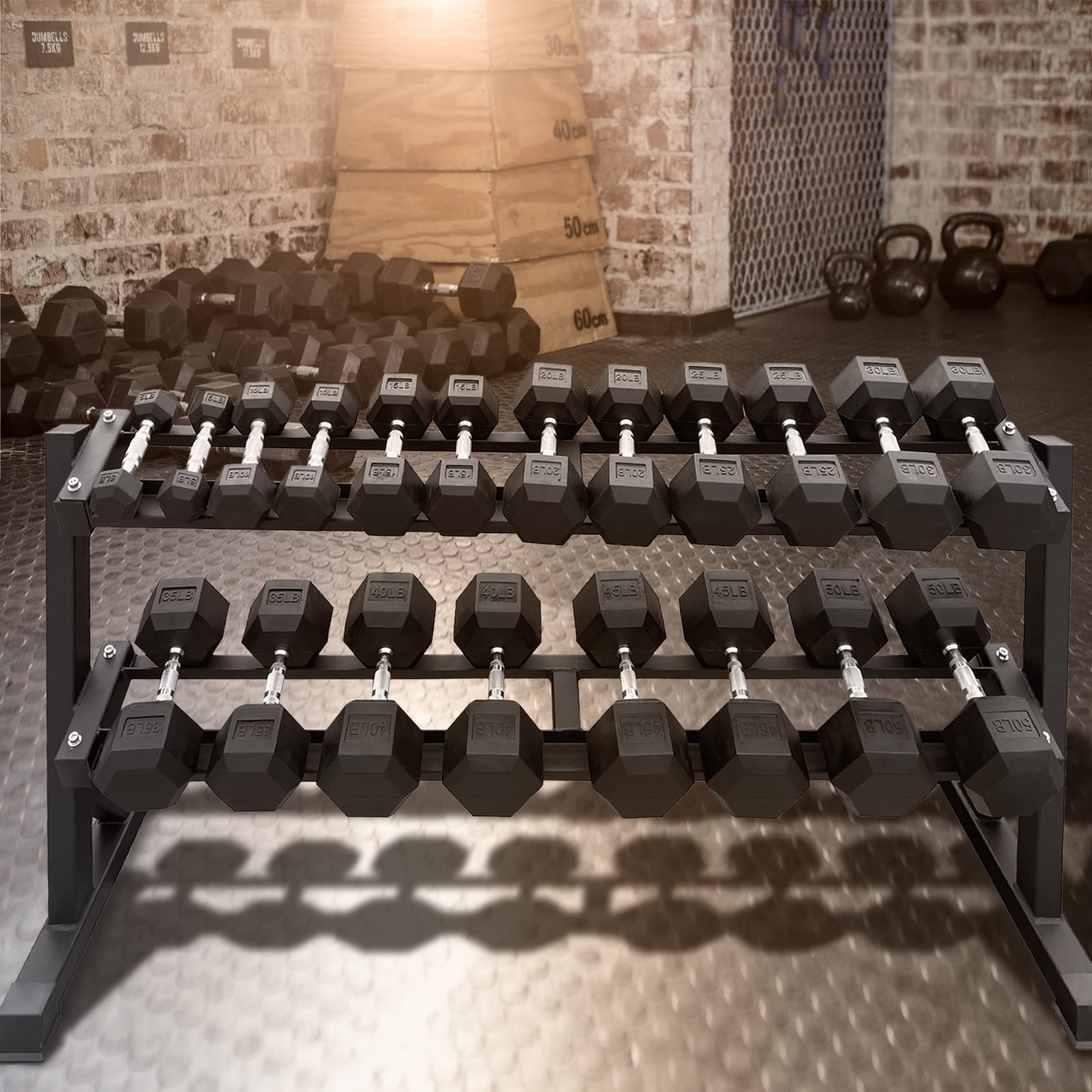 5–50 lbs Dumbbells Weight Set (10 Pairs) with Weight Storage Rack, 550 lbs Hex Dumbbell Sets, Gyms Weights Dumbbells Sets with Rack, Weight Set for Home Gym, Strength Training