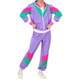 thumbnail image 3 of Women Mens 2 Piece Outfits 90s Retro Hip Hop Costumes Long Sleeve Coat Long Pants Two Piece Tracksuit Set Clothing, 3 of 5