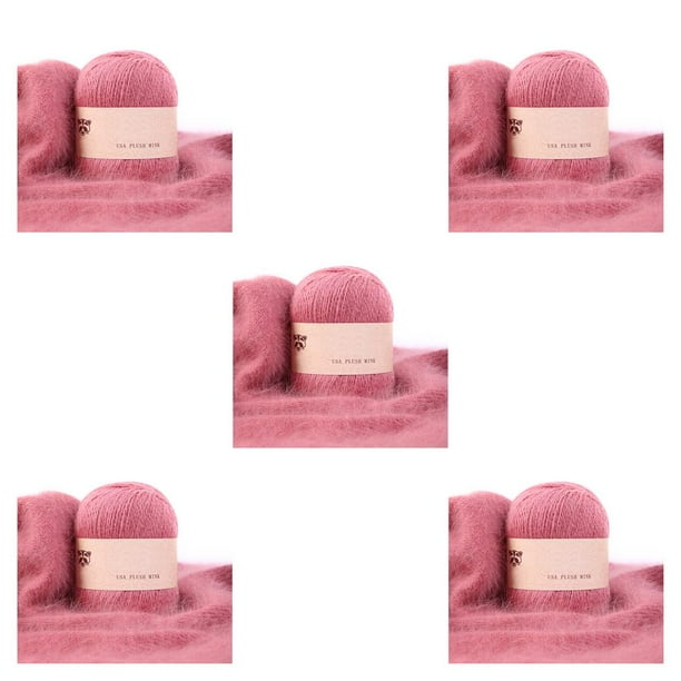 Bearachild 50g 20g Bufandas Tejer a mano Juego de bolas de hilo Sombrero Calcetines Kit de hilo de ganchillo 2 hilos Suministros de tejido de Rosado melocotón oscuro 5Conjunto