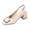 Beige, variant on CHICVOMEY Block Heel Sandals for Women Square Toe Slip On Closed Toe Heeled Sandals with Gold Metal Buckle Adjustable Ankle Strap Chunky Heel Shoes for Work Daily