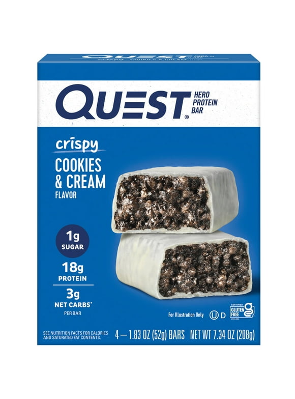 Quest Nutrition, Hero Protein Bars, Low Carb, Gluten Free, Cookies & Cream, 4 Ct