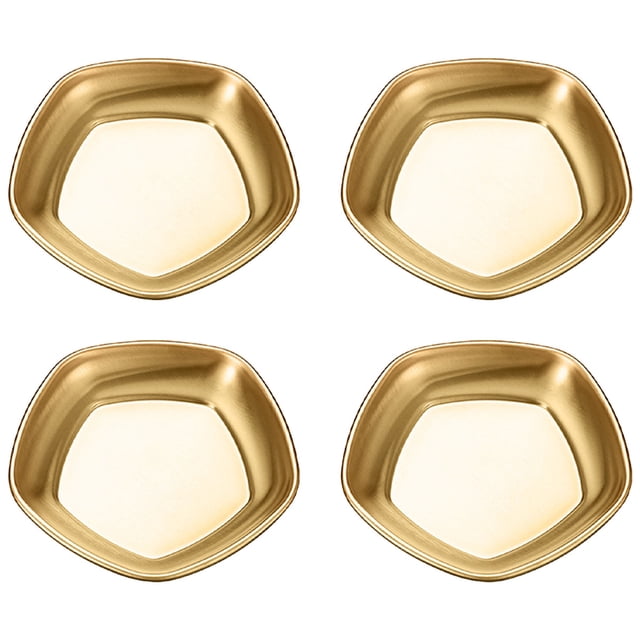 Plato para mojar de acero inoxidable 304 de una sola celda dorado de 4 piezas Plato multiusos doméstico poligonal
