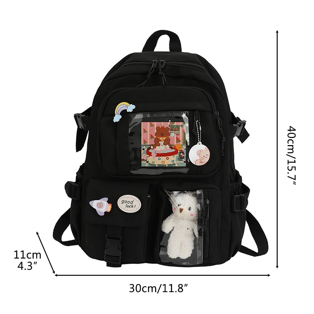 Mochila Kawaii Mori Art Floral Con Colgante Mochila Estética Mochila Linda Mochila Mediana, Rosado, Mediano, Mochila Kawaii