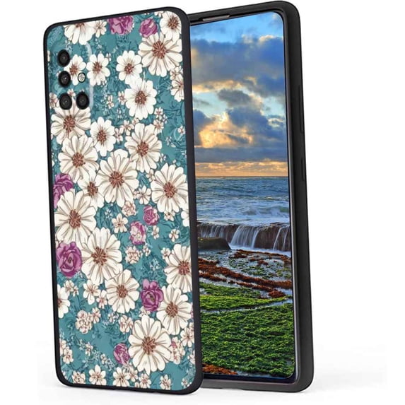 Compatible with Samsung Galaxy A71 4G Phone Case, Vintage-Floral-Flower22 Case Men Women, Flexible Silicone Shockproof Case for Samsung Galaxy A71 4G