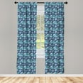 thumbnail image 3 of Ambesonne Palm Leaf Curtains, Tropical Nature Exotic, Pair of 28"x95", Turquoise Navy Blue, 3 of 5