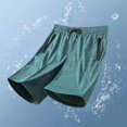 thumbnail image 2 of Besolor Mens Shorts Summer Lightweight Breathable Thin Workout Running Elastic Waist Drawstring Shorts with Zipper Pockets(X-Large,Green), 2 of 7