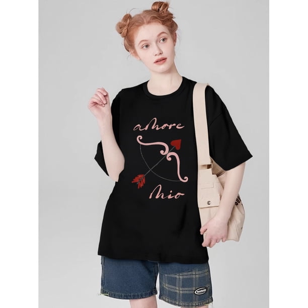 Women's Valentine's Day Cupid's Arrow Graphic T-Shirt - Red, Casual Crew Neck, Short Sleeve, Machine Washable, Perfect for Spring & Summer, Valentine's Day Outfit