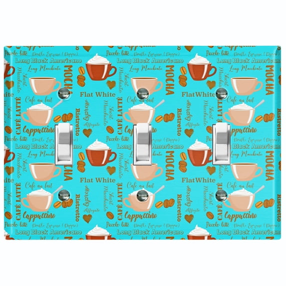 Metal Light Switch Plate Cover Coffee Mocha Latte Cup COF007
