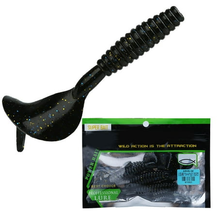 3pcs Fishing Lures Soft Swimbaits Grubs Jig Head (3# Black)