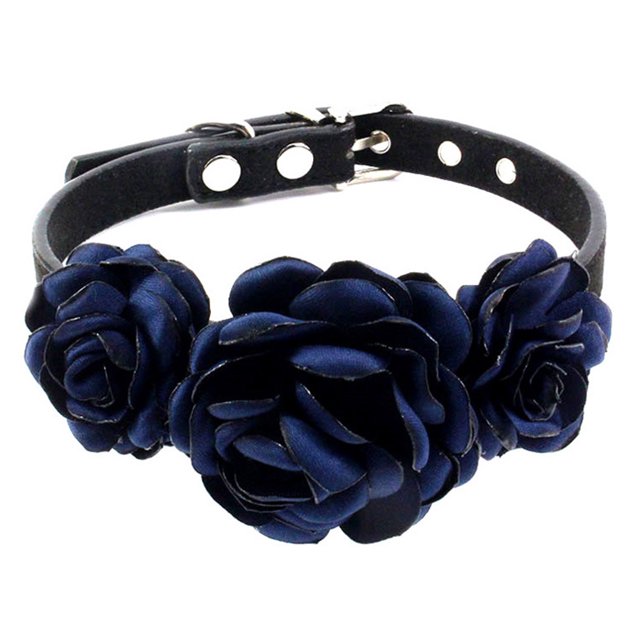 Collar de perro Collar de mascota Diseño de flor rosa ajuste cachorro niña Chihuahua Yorkie ajustable hecho a mano
