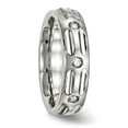 thumbnail image 5 of Auriga Fine Jewelry Stainless Steel Polished w/CZ 6 mm Grooved Band for Women Size 9, 5 of 6