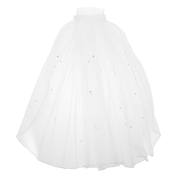 FELTECHELECTR Velo de novia corto de tul para mujer, con peineta de cristal y cinta, para novia, niña de las flores, fotografía de fiesta de boda (blanco)