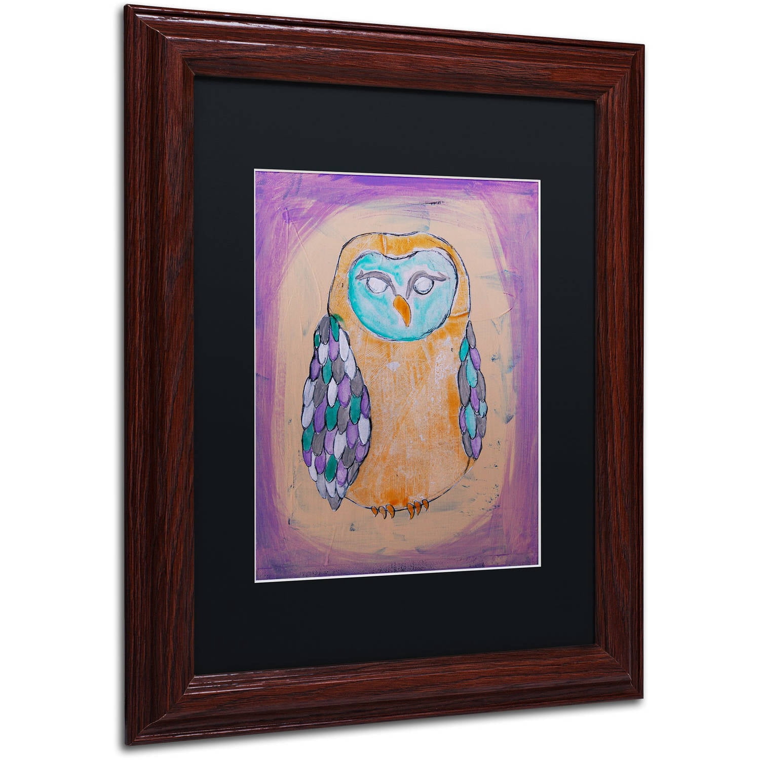 Trademark Fine Art 'Owl I' Canvas Art by Nicole Dietz, Black Matte, Wood Frame