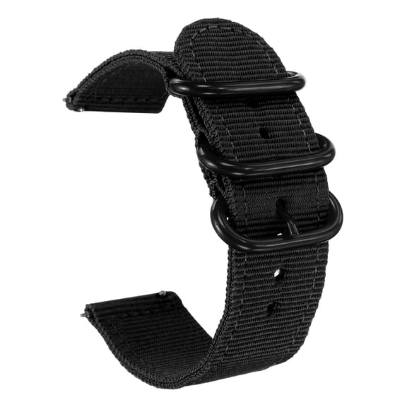 Uxcell Nylon Watch Band 22mm Quick Release Watch Straps Replacement Bands for Men Women with Flat Round Buckle, Black (26.5mm)