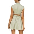 thumbnail image 2 of Faithtur Robe Décontractée Plissée à Découpe Col Montant Couleur Unie Robes de Soirée pour Femmes Été Plage Mode Urbaine, 2 of 8