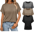 thumbnail image 2 of Sweet Hearts 3-Pack Dolman Top for Women- Short Sleeve Solid Business Casual Shirt with Elastic Side Ruching Made in USA, 2 of 5