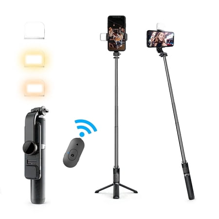DAYBETTER Selfie Stick with LED Light & Wireless Remote Control, Portable Phone Tripod for Iphone/Android