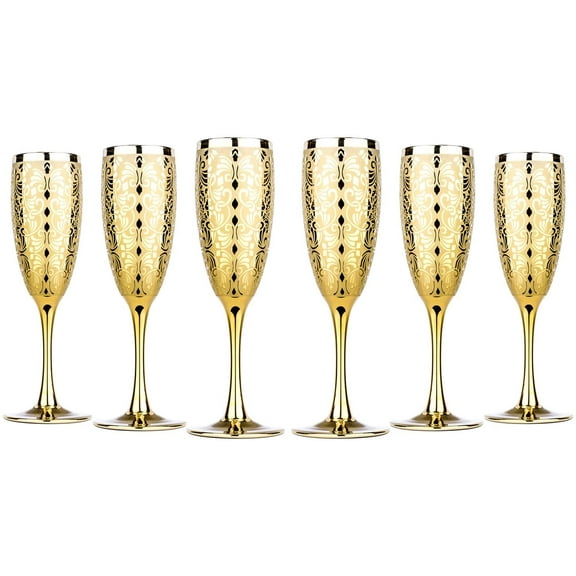 6-Ounces Crystal Champagne Flutes, Glass Set for Champagne and Prosseco, Sparkling Wine Drinkware, Set of 6