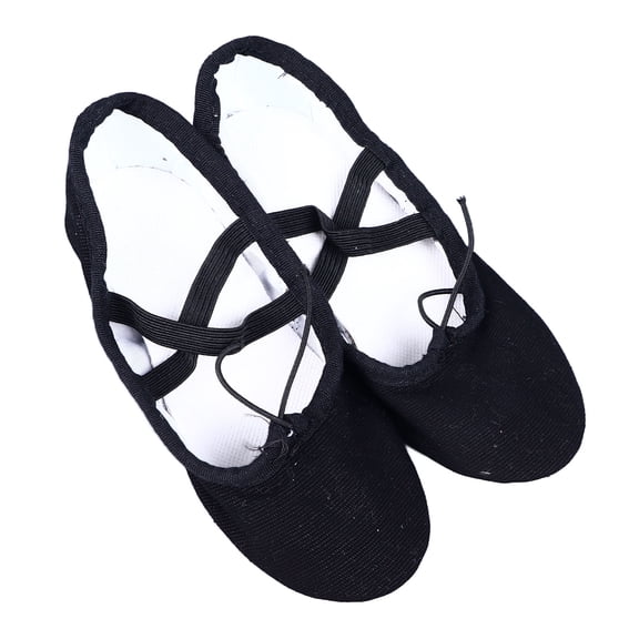 NFTIGB Kids Canvas Dance Shoes Soft Sole Practice Performance Slippers for Ethnic Ballet Lyrical Modern Contemporary Black, Comfortable and Durable Footwear for Boys and Girls 10 inches / 25.4 cm