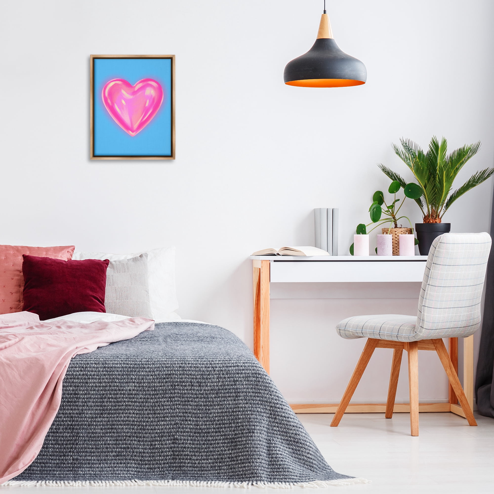 Stupell Industries Watercolor Sculptural Heart Abstract Painting Brown Floater Framed Canvas Art Print Wall Art, 17 x 21