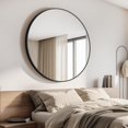 thumbnail image 6 of Round Black Mirror 39 inch Circle Mirror, Metal Frame Bathroom Mirror, Round Wall Mirror, Circle Mirrors for Wall Entryway Bedroom Living Room, 6 of 7