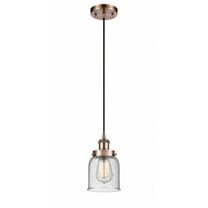 916-1P-AC-G54-Innovations Lighting-Bell - 1 Light Cord Hung Mini Pendant In Industrial Style-10 Inches Tall and 5 Inches Wide-Antique Copper