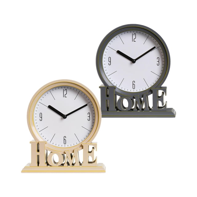 2x Reloj de Escritorio Chimenea Mantel Fácil de Leer Oficina Estante Sin Tictac Relojes de Mesa Silenciosos para Adorno de Pasillo Hotel Granja Beige gris oscuro BLESIY Reloj de pared