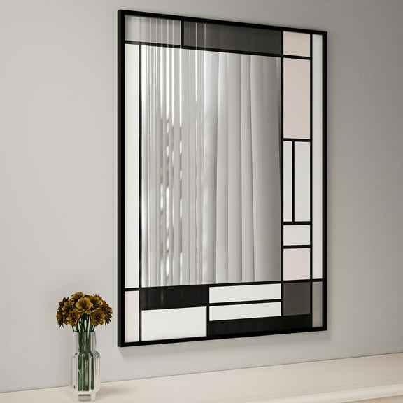 Hasipu 31.5"x23.7" Gray Decorative Wall Mount Mirror Vintage Rectangular Mirror for Living Room, Bedroom, Hallway, Museum