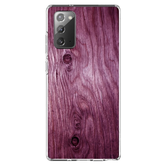 DistinctInk Clear Shockproof Hybrid Case for Galaxy Note 20 ULTRA (6.9" Screen) - TPU Bumper, Acrylic Back, Tempered Glass Screen Protector - Fuchsia Weathered Wood Grain Print - Printed Wood Image
