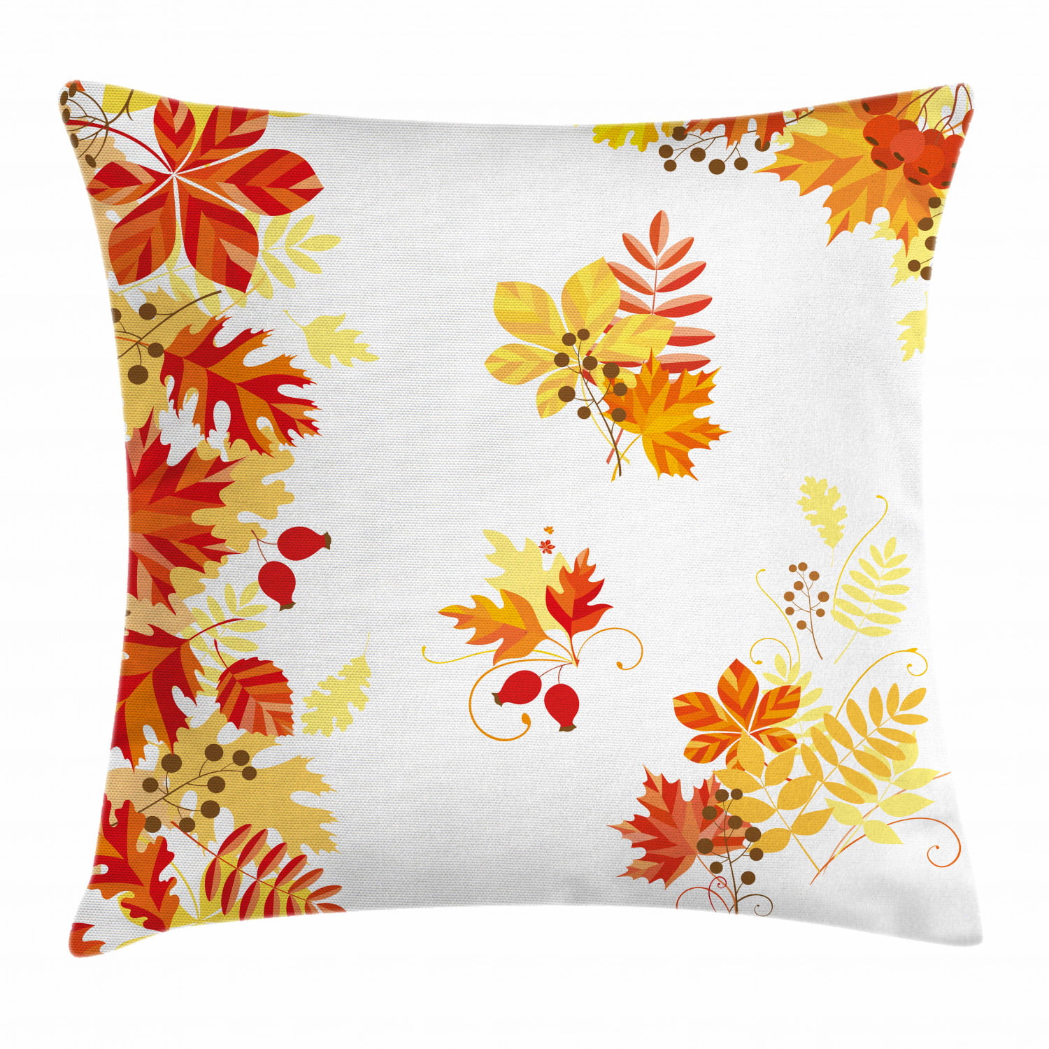 Fall Harvest Maple Tree Leaf Cushion Case Mushroom Acorn Decorative Pillow Cover 