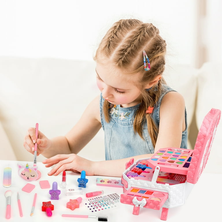 Sendida Kids Makeup Kit, 64PCS Washable Pretend Play Cosmetic Set