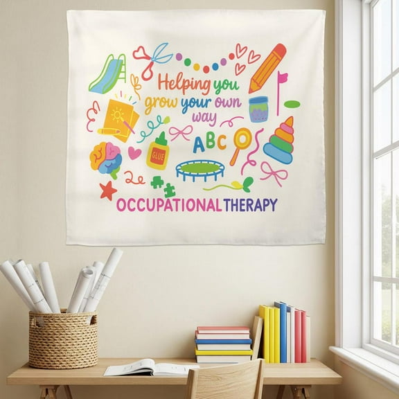 ViciArt Occupational Therapy Tapestry, 30"x40" Colorful Pediatric Wall Banner, Sensory Room & Classroom Decor