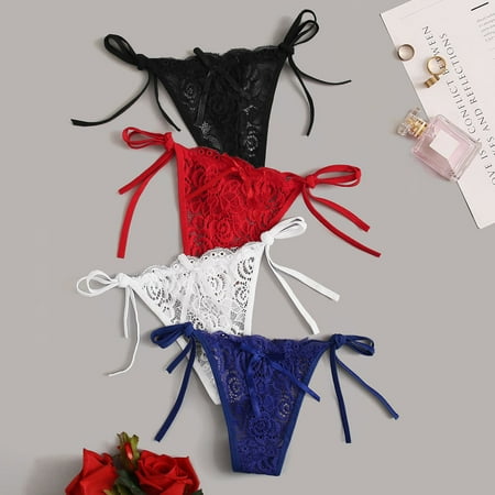 

Vikakiooze 2022 4PCS Women s Sexy Lingerie Lace Open Thong Panties G Pants Lingerie Underwear Womens fall fashion 2022