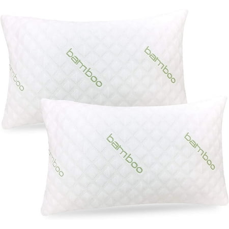 iK Bamboo Pillow, Queen Size Premium Memory Foam Pillow with Washable Pillow Case – (Adjustable Queen)