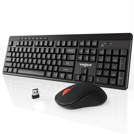 Silent Wireless Keyboard and Mouse Combo 2.4 GHz 104 Full Size Keyboard   8 Multimedia Keys  6-Button Mouse Portable for Windows Mac Os Desktop Laptop PC