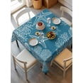 thumbnail image 6 of Blue Coastal Table Cloth, Waterproof Tablecloth for Square Tables, Starfish Coral Summer Beach Ocean Reusable Washable Fabric Table Cover for Restaurant Kitchen Dining Tables 60"x60", 6 of 9