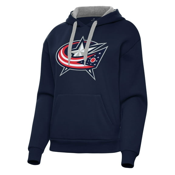 Women's Antigua Navy Columbus Blue Jackets Victory Pullover Hoodie