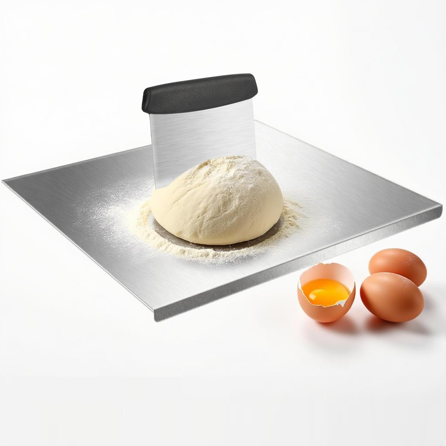 Cutting Boards for Kitchen, AOKIWO Large Stainless Steel Baking Boards with scraper, Suitable for Bread, Meat, Vegetables, (19.7 x 15.7 in)