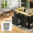 thumbnail image 6 of AENKYO 51.2'' Kitchen Island Cart with Charging Station, Drop Leaf, Hidden Trash Cabinet, 6 Drawers & Removable Wheels, Black, 6 of 12