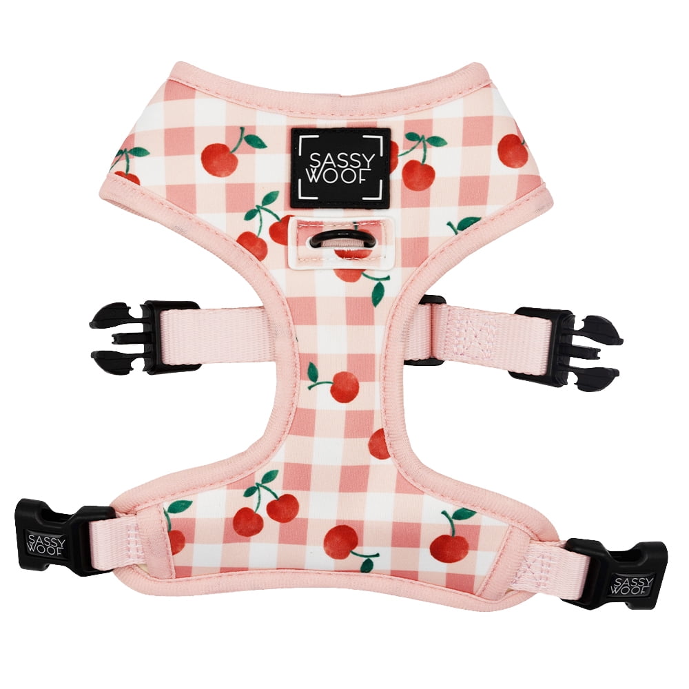 Sassy Woof Comfort Dual-Clip Reversible Dog Harness - Cherry Cute, Extra Small