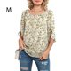 thumbnail image 2 of Qarigey Camisa de mujer Estampado de media manga Top Camisa de mujer Estampado de medio cuello Blusa informal Prendas para la parte del cuerpo flor blanca amarilla M Qarigey AP003117-12, 2 of 5