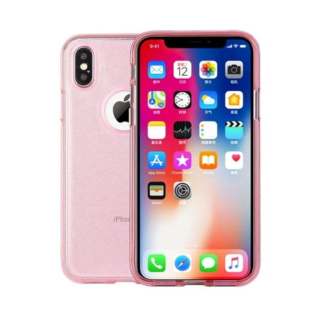 Apple iPhone X Case, Transparent Clear, Clambo Crystal Series Hybrid Bumper Sprinkling Case for Apple iPhone X